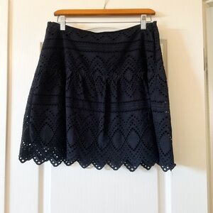 Express black embroidered eyelet lace drop waist skirt size 8